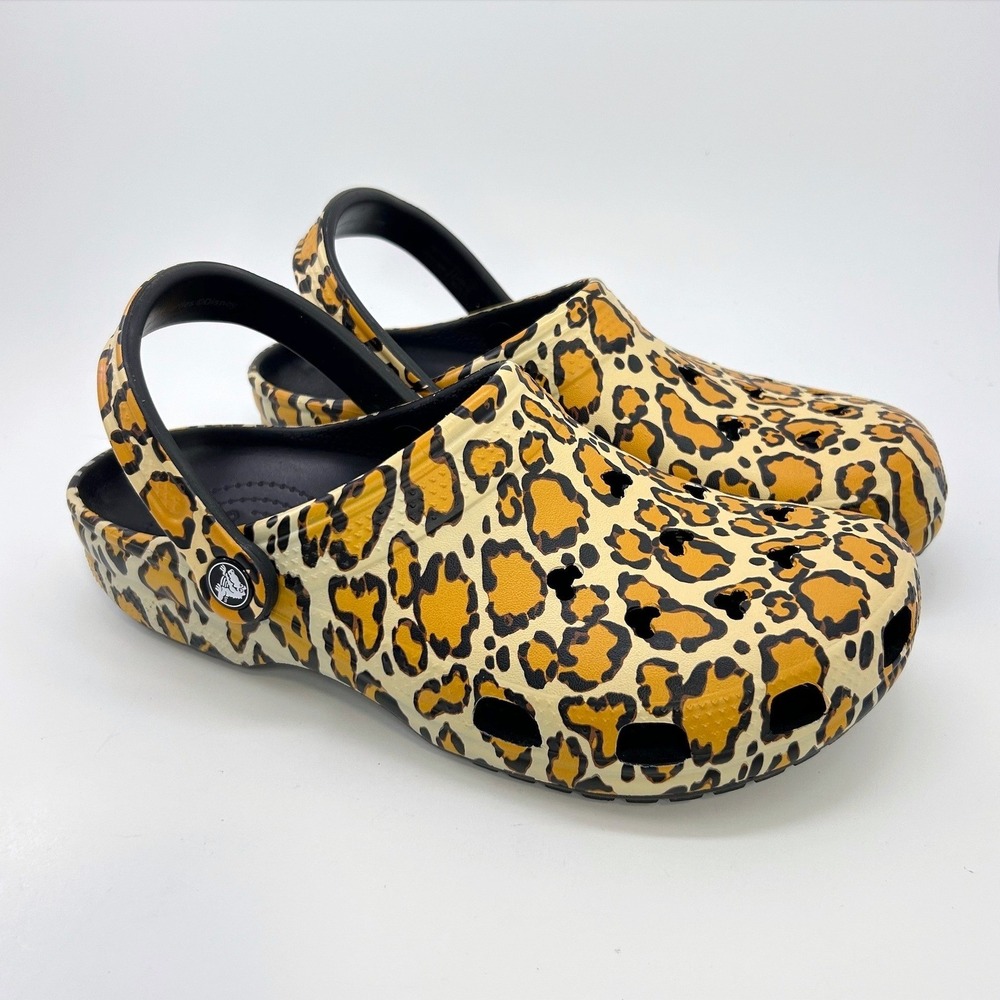 Disney Parks Animal Kingdom Mickey Mouse Leopard Print Crocs Clogs M8 W10 Travel